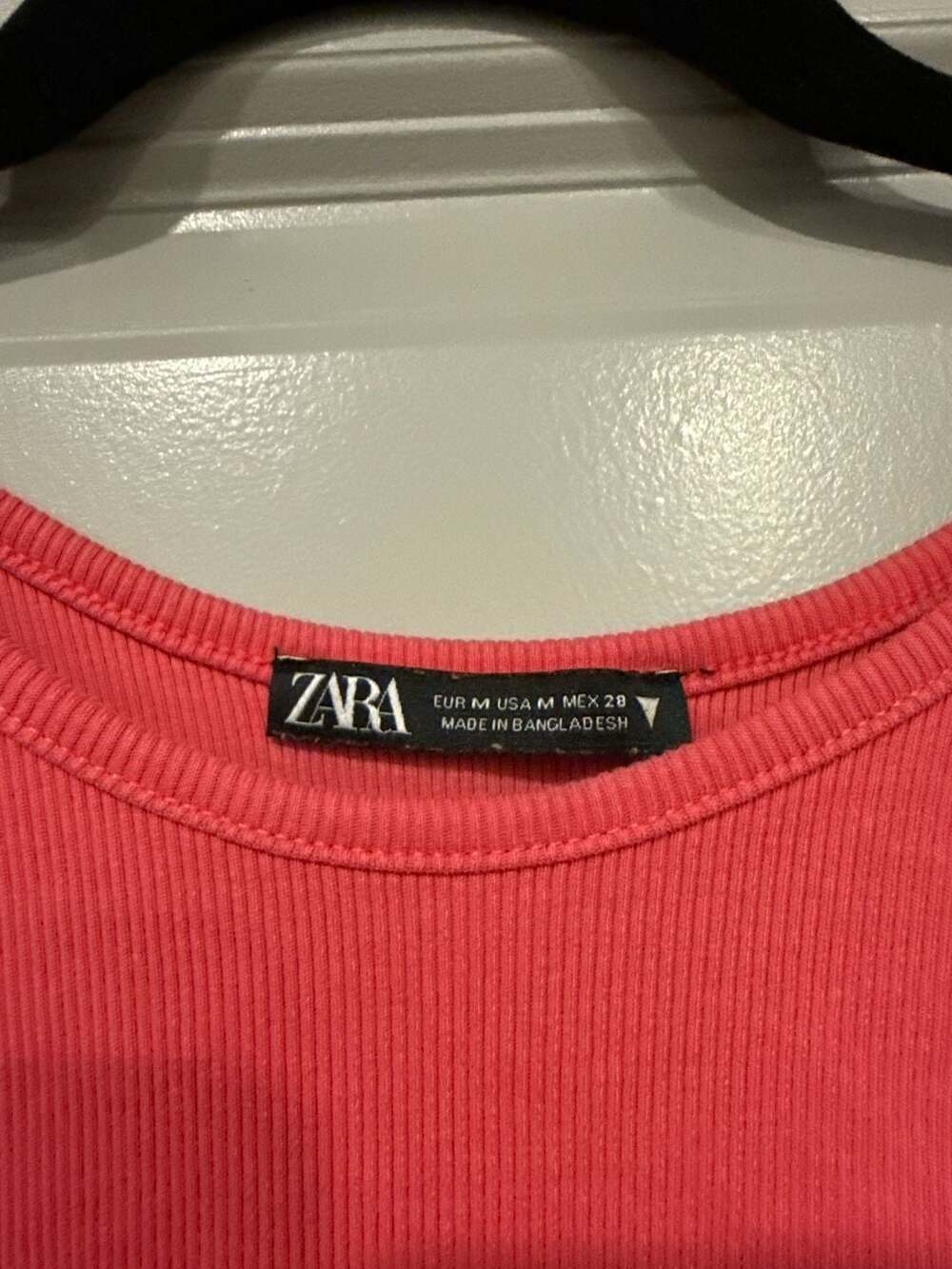 Zara Pink Ribbed Racerback Crop Top Size M - Picture 2 of 3
